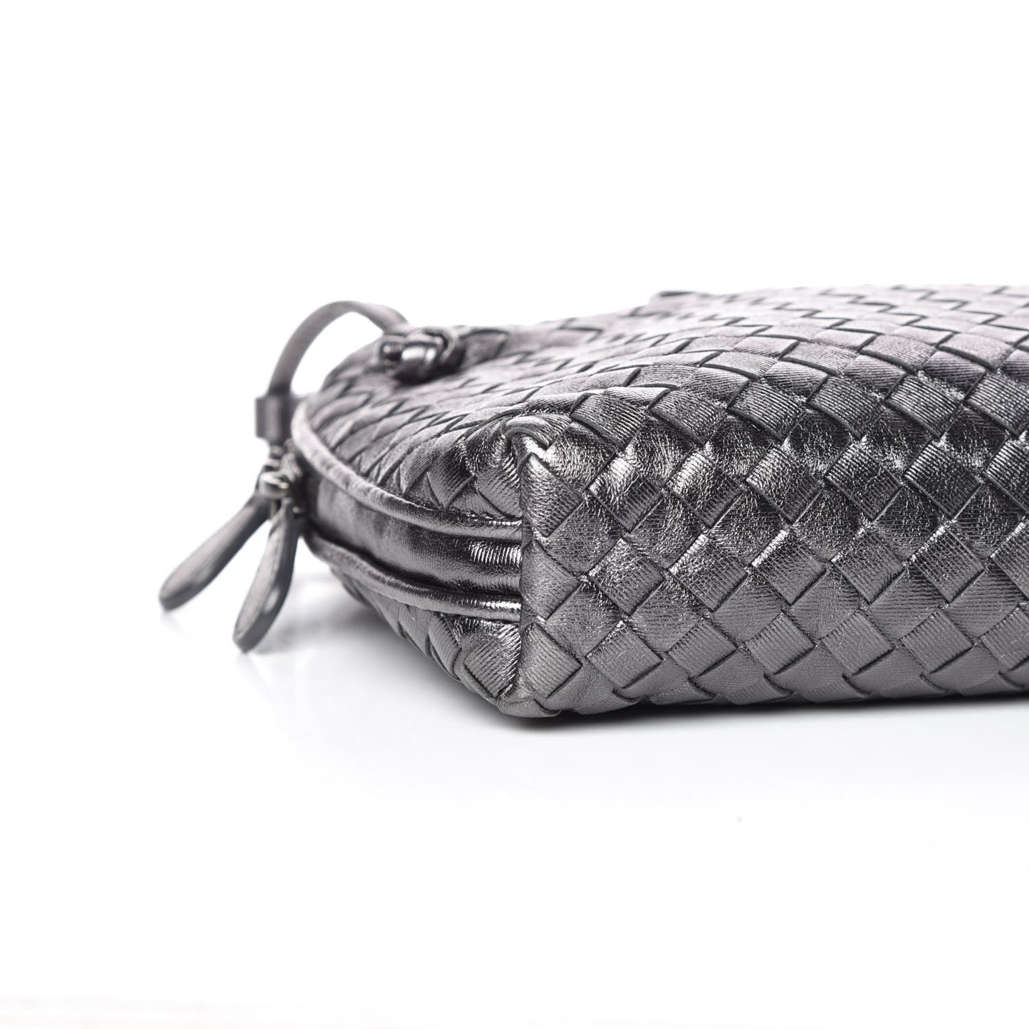 Metallic Grosgrain Intrecciato Pillow Crossbody Messenger Argento Ossidato