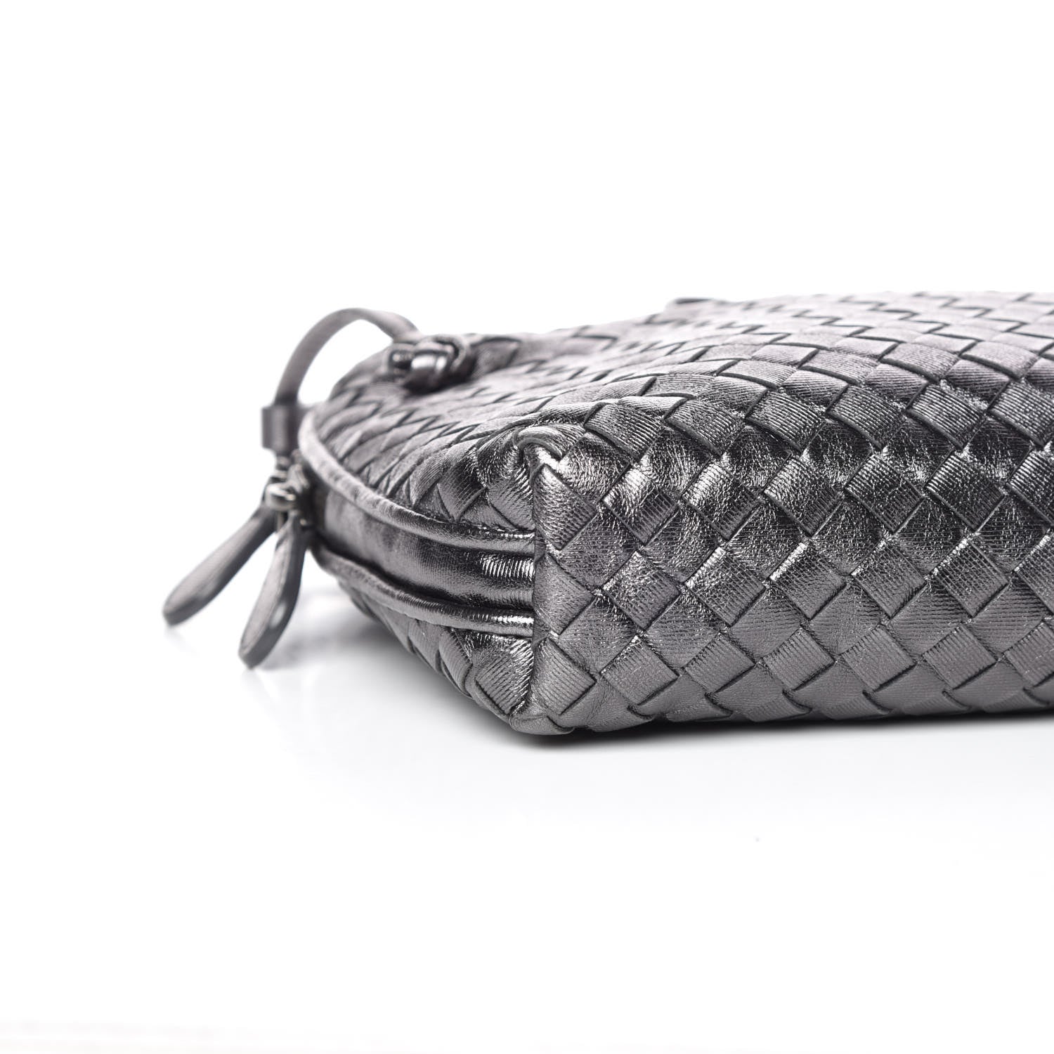 Bottega Veneta Metallic Grosgrain Intrecciato Pillow Crossbody Messenger Argento Ossidato 8 of 9
