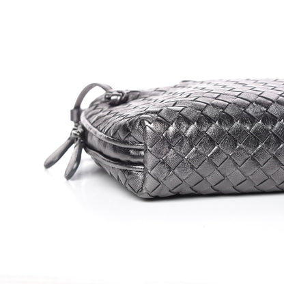 Bottega Veneta Metallic Grosgrain Intrecciato Pillow Crossbody Messenger Argento Ossidato 8 of 9