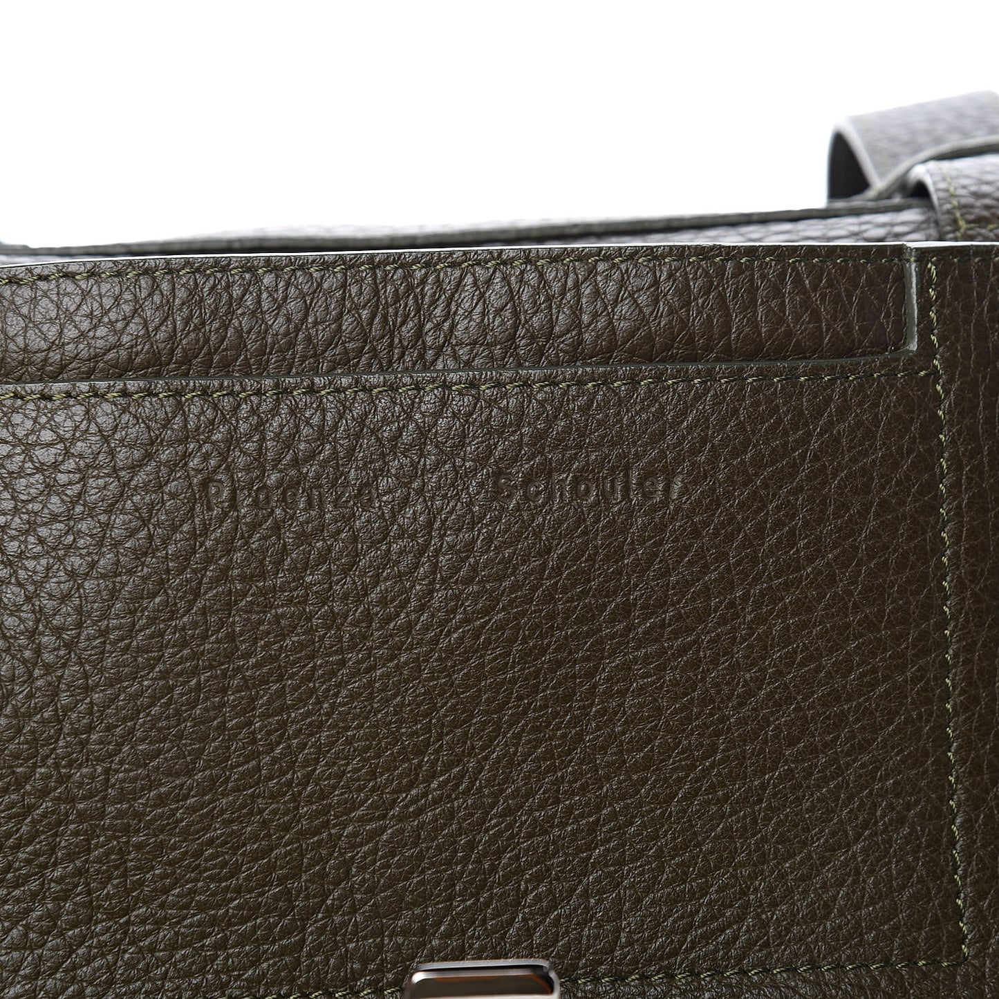 Pebbled Calfskin Double Sided PS Courier Bag Dark Moss