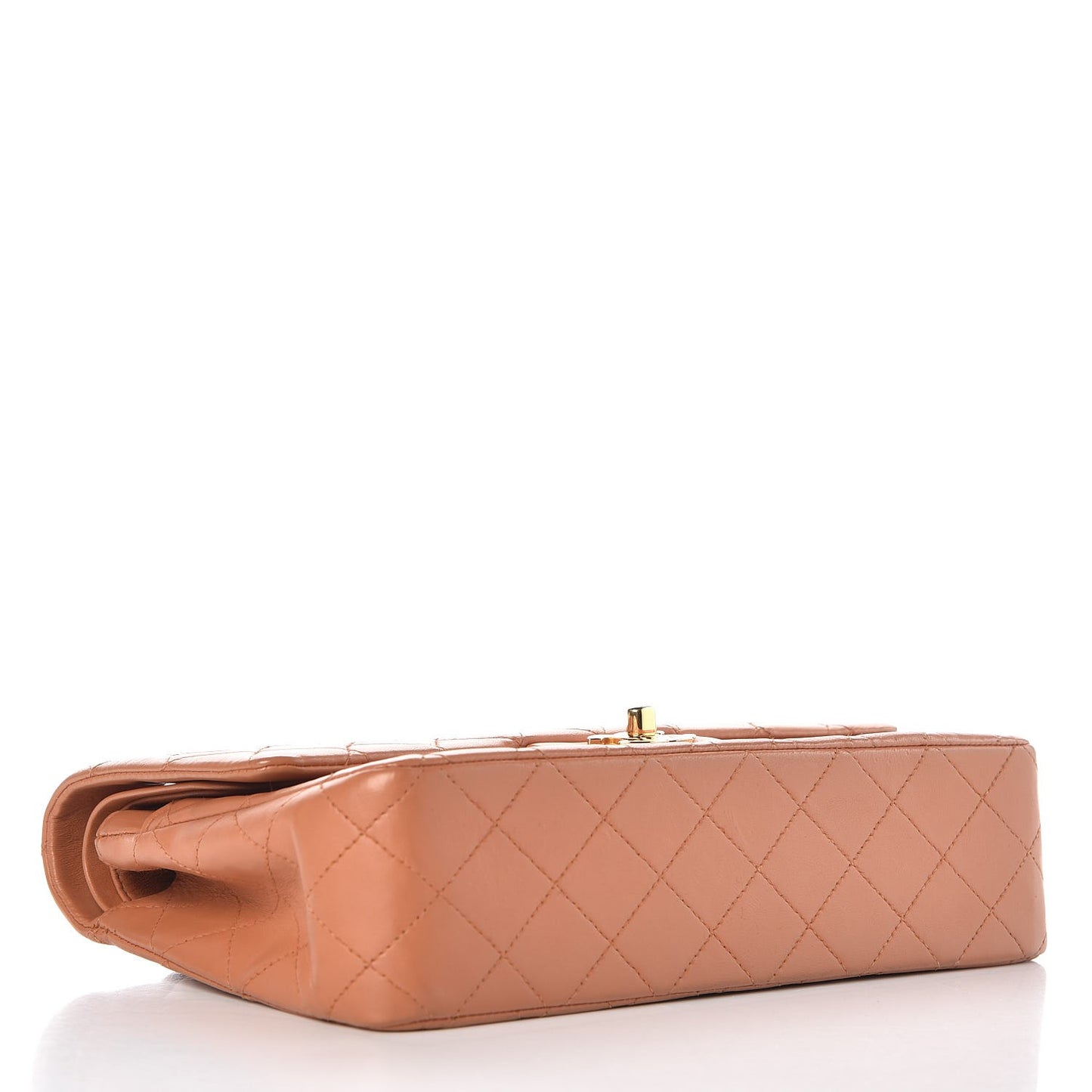 Lambskin Quilted Medium Double Flap Camel