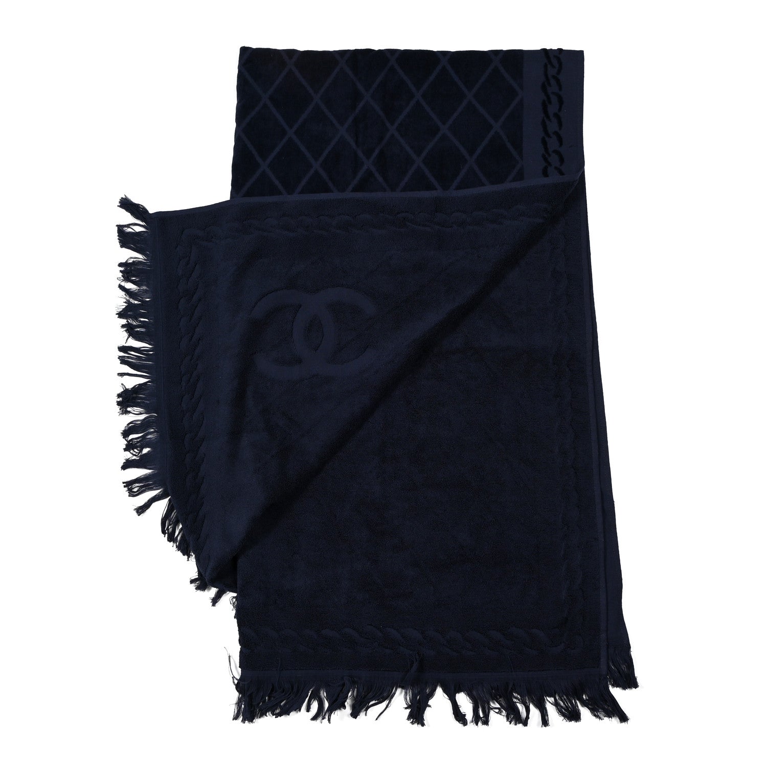 Chanel Terry Cotton CC Beach Towel Blue 2 of 6