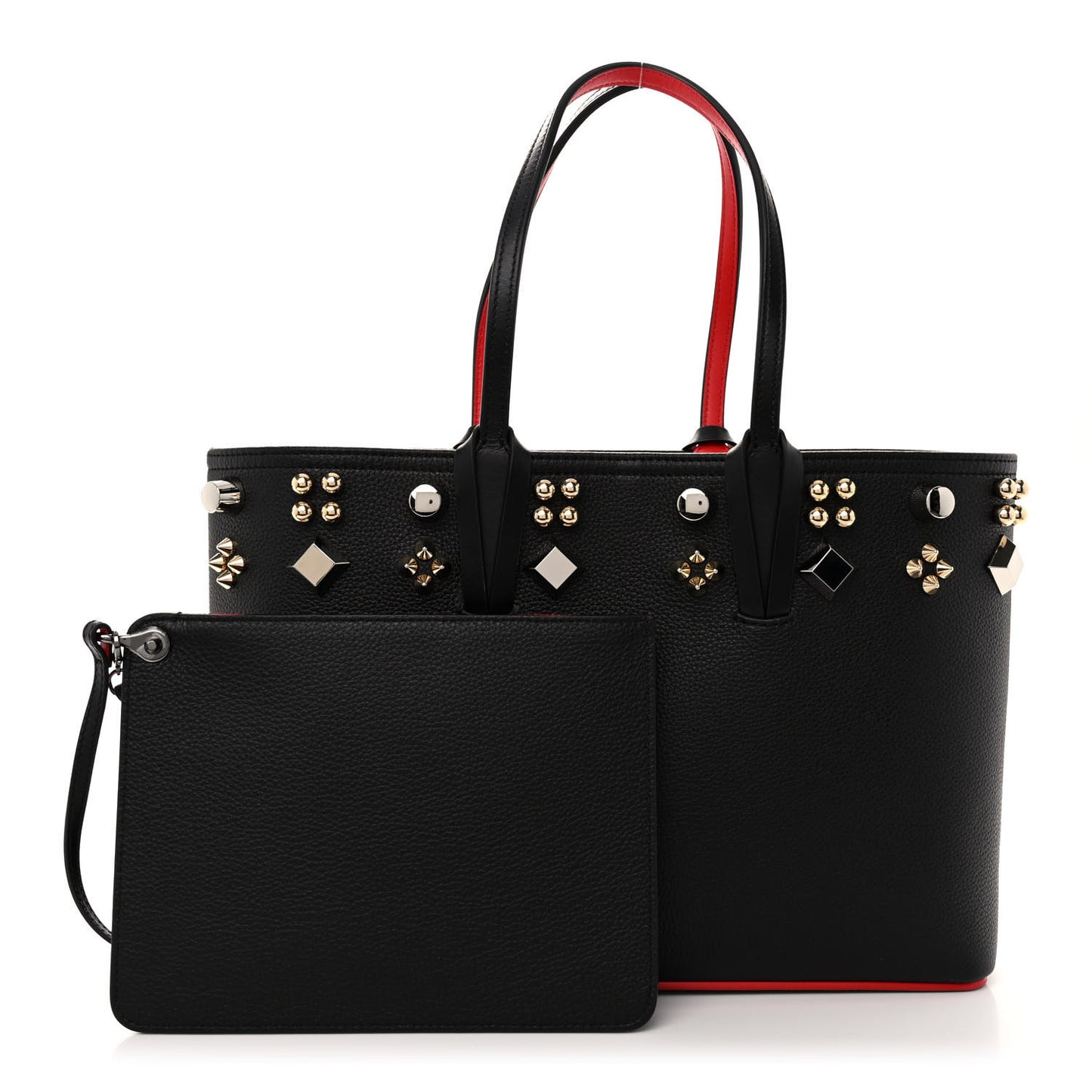 Calfskin Spikes Small East West Cabata Tote Black