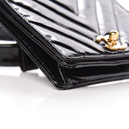 Chanel Patent Chevron Quilted Belt Bag 70 28 Black 8 of 12