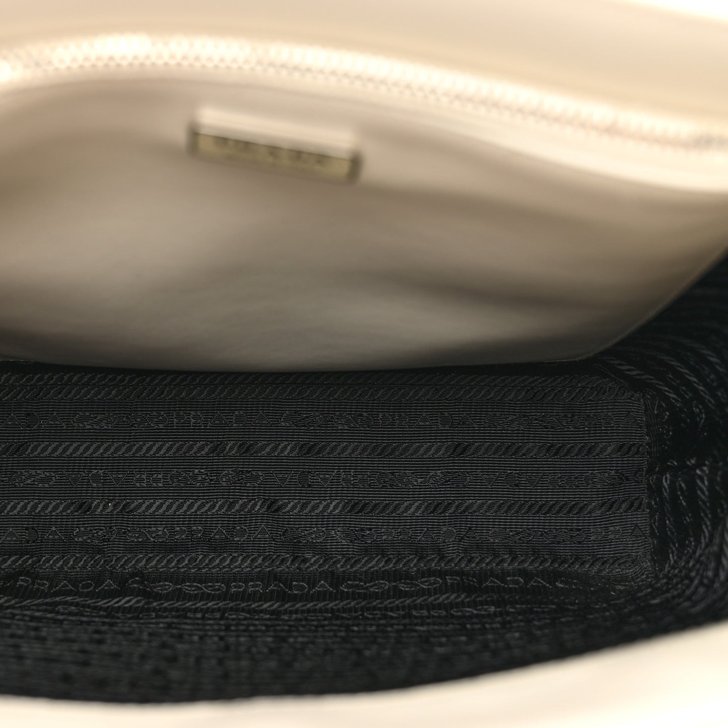 Spazzolato Metal Triangle Logo Double Handle Crossbody Tote White