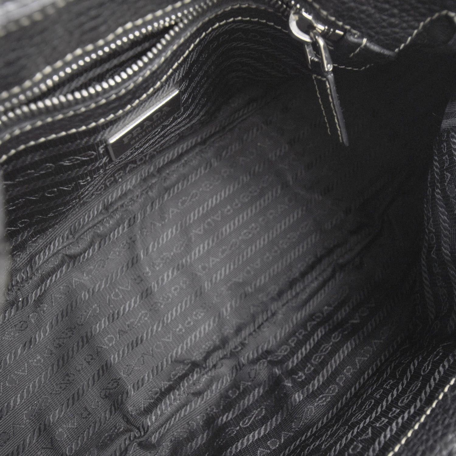 Prada Vitello Daino Foldover Pushlock Bag Black 7 of 10