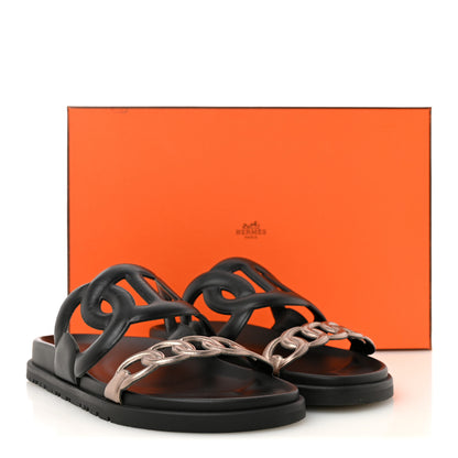 Hermes Nappa Extra Sandals 36.5 Black Mordore 11 of 11