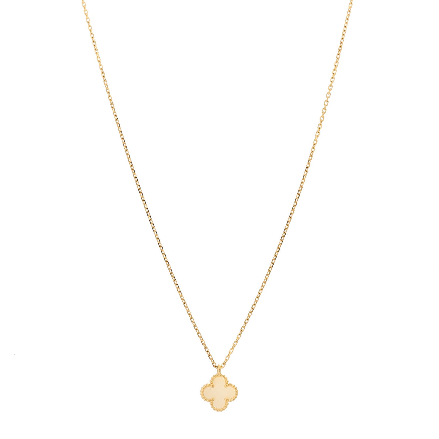 Van Cleef & Arpels 18K Yellow Gold Mother of Pearl Sweet Alhambra Pendant Necklace 1 of 6