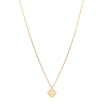 Van Cleef & Arpels 18K Yellow Gold Mother of Pearl Sweet Alhambra Pendant Necklace 1 of 6