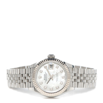 Rolex Stainless Steel 18K White Gold Diamond Mother of Pearl 28mm Oyster Perpetual Datejust Watch 279174 2 of 6