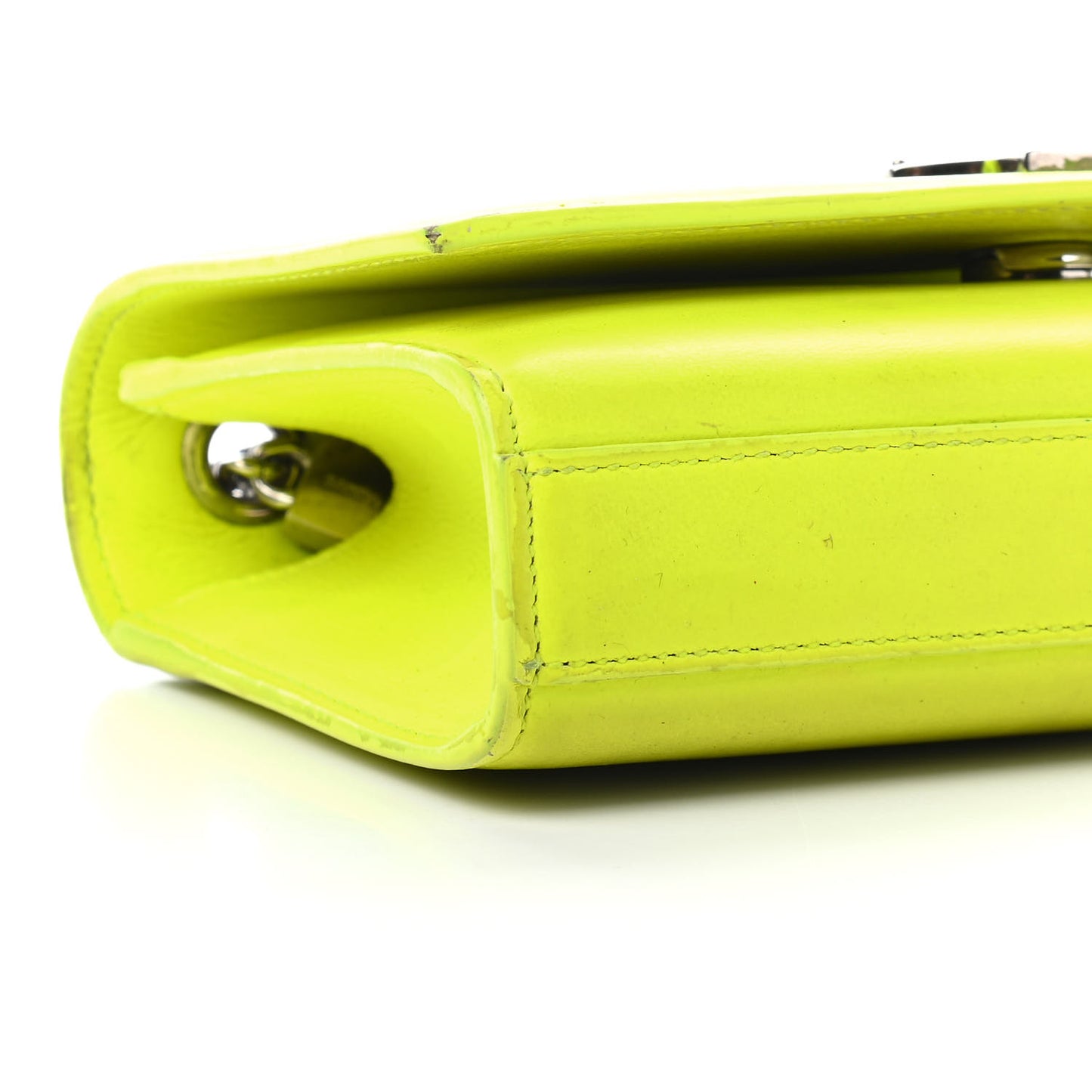 Patent Grain de Poudre Small Monogram Kate Satchel Neon Yellow