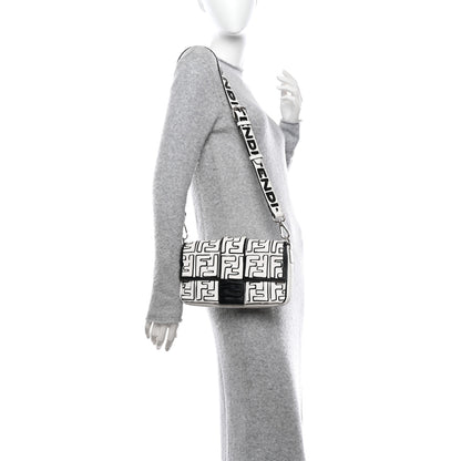 Fendi X JOSHUA VIDES Nappa FF Embossed Belt Baguette Bag White Black 2 of 11