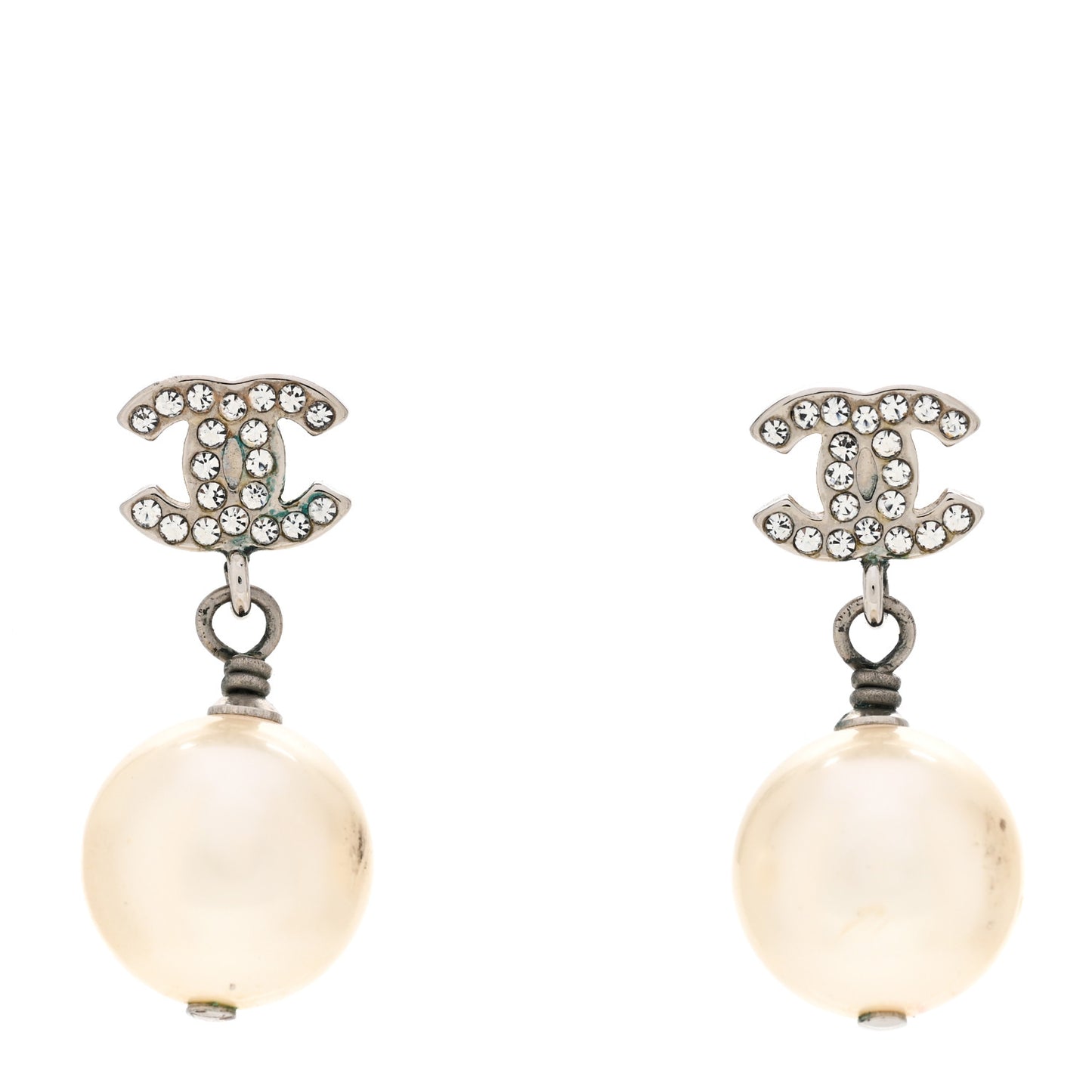 crystal CC pearl earrings