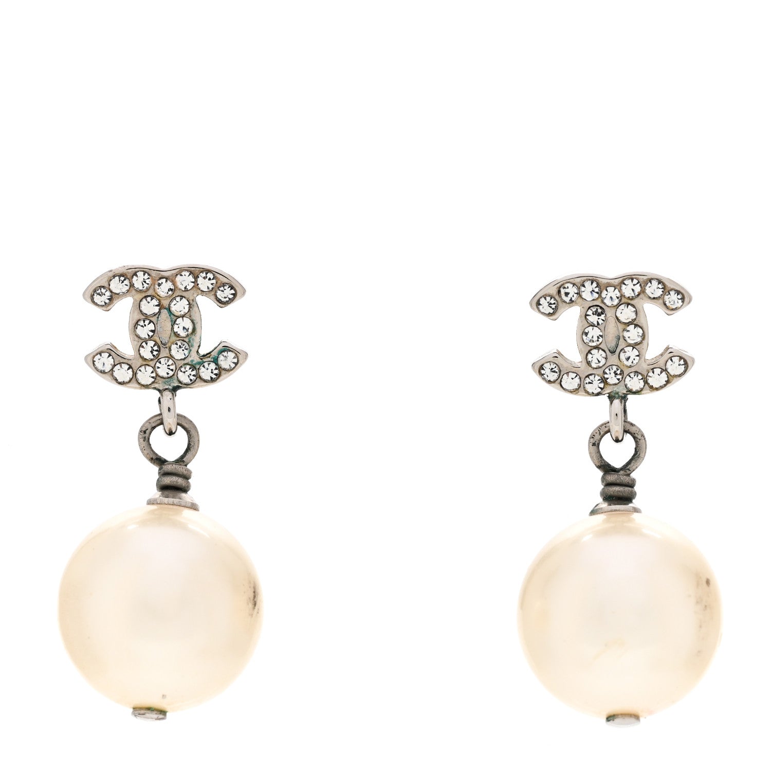 Chanel crystal CC pearl earrings 1 of 7