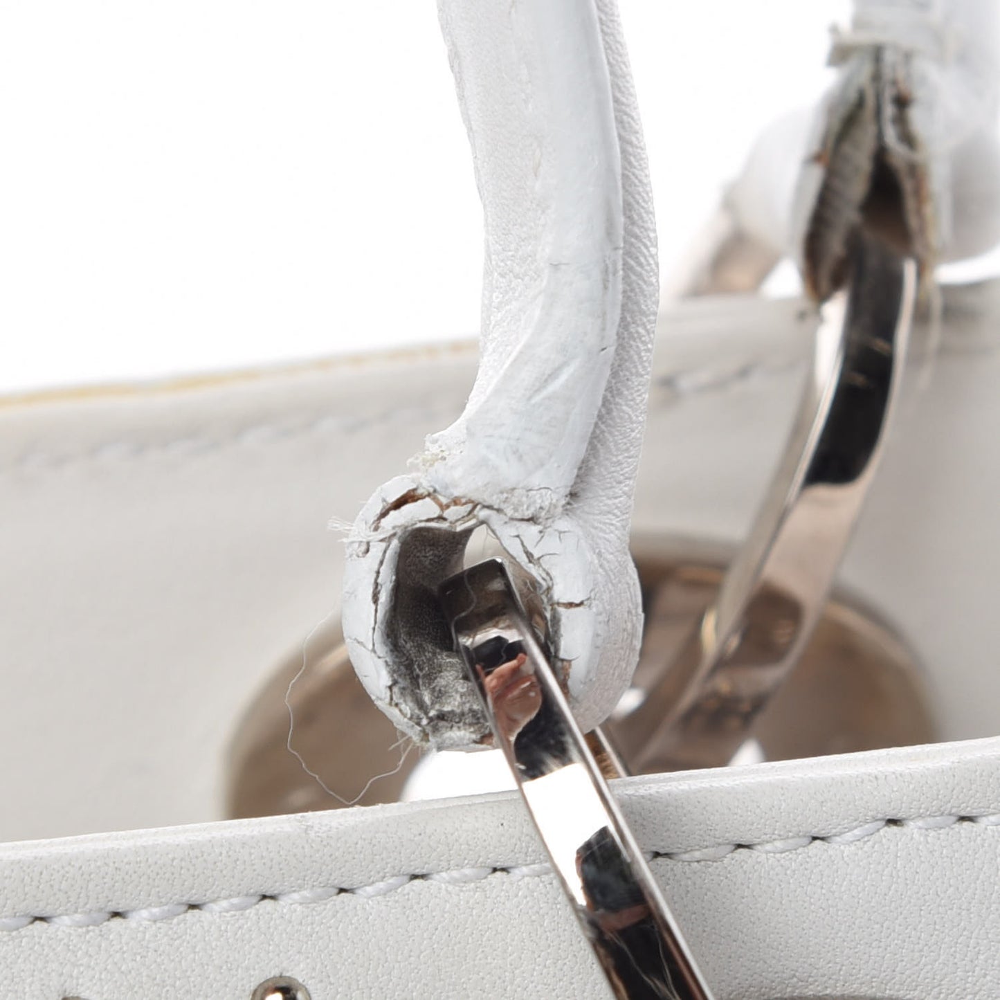 Calfskin Cannage Studded East West Lady Dior White