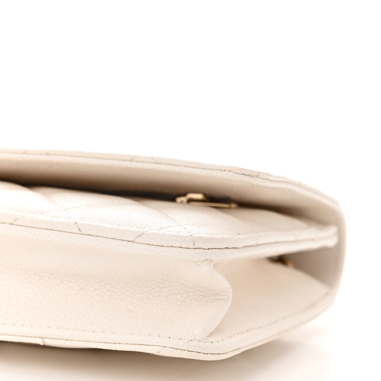 Caviar Quilted Wallet on Chain WOC White