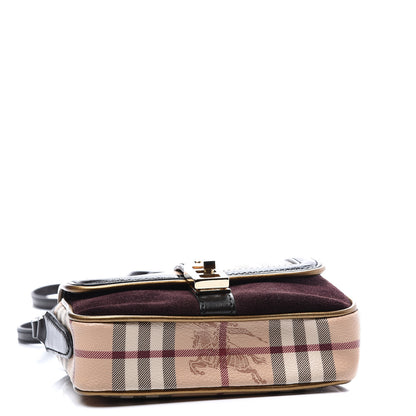 Burberry Haymarket Check Suede Mini Berkeley Crossbody Burgundy 3 of 8