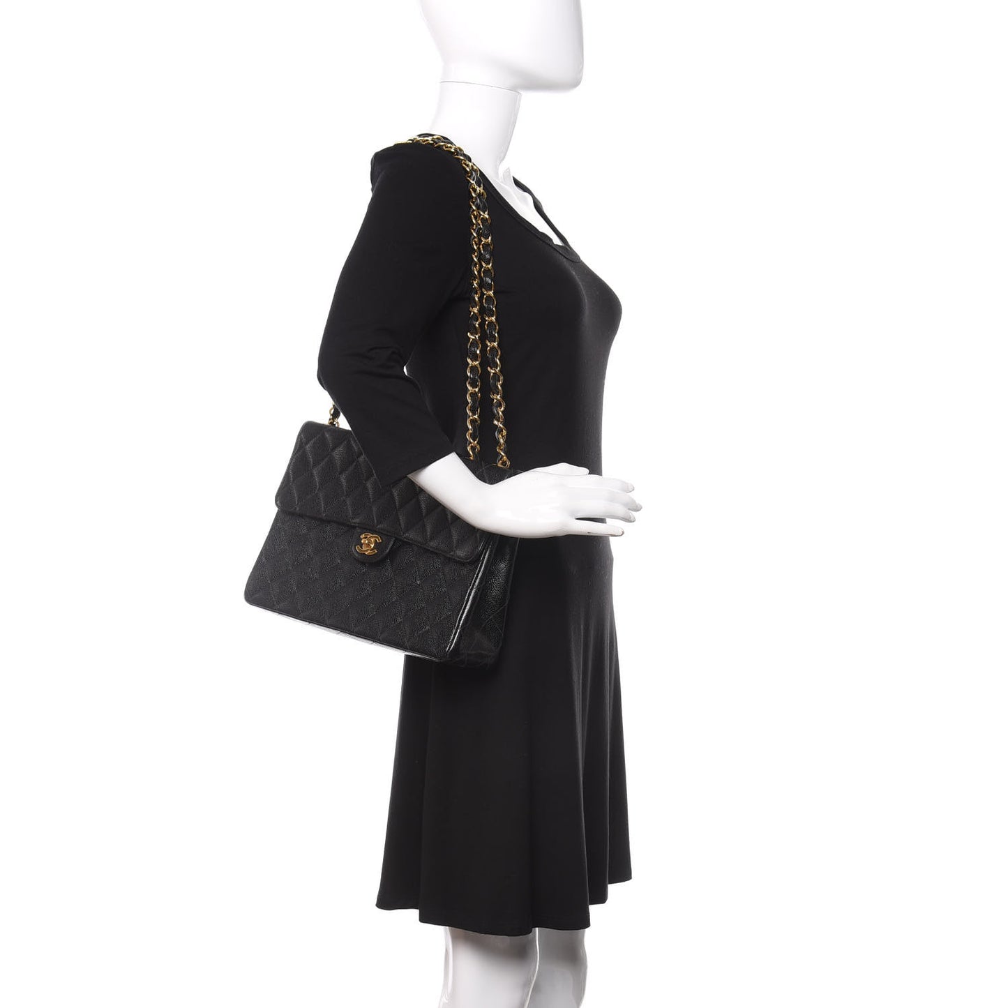 Caviar Quilted Jumbo Single Flap Black
