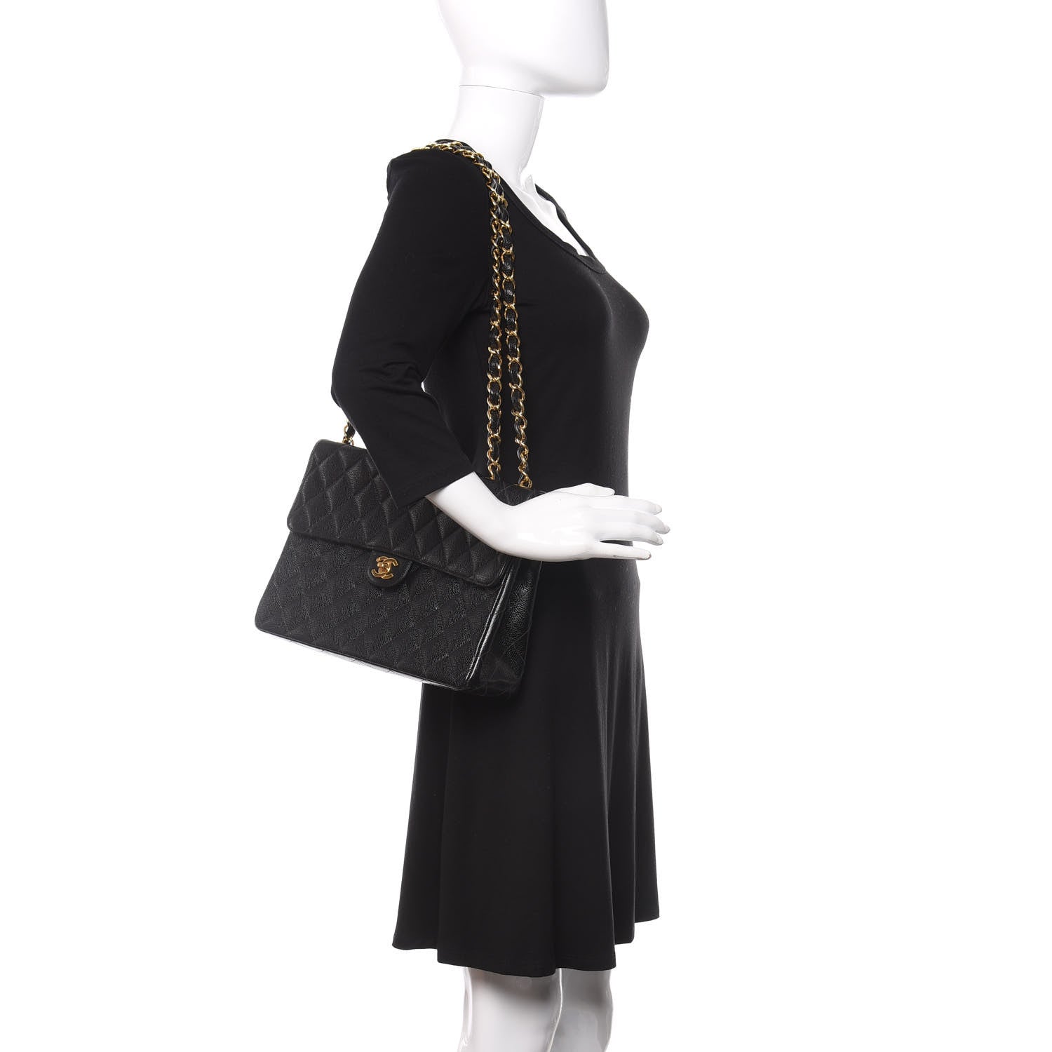 Chanel Caviar Quilted Jumbo Single Flap Black 2 of 12