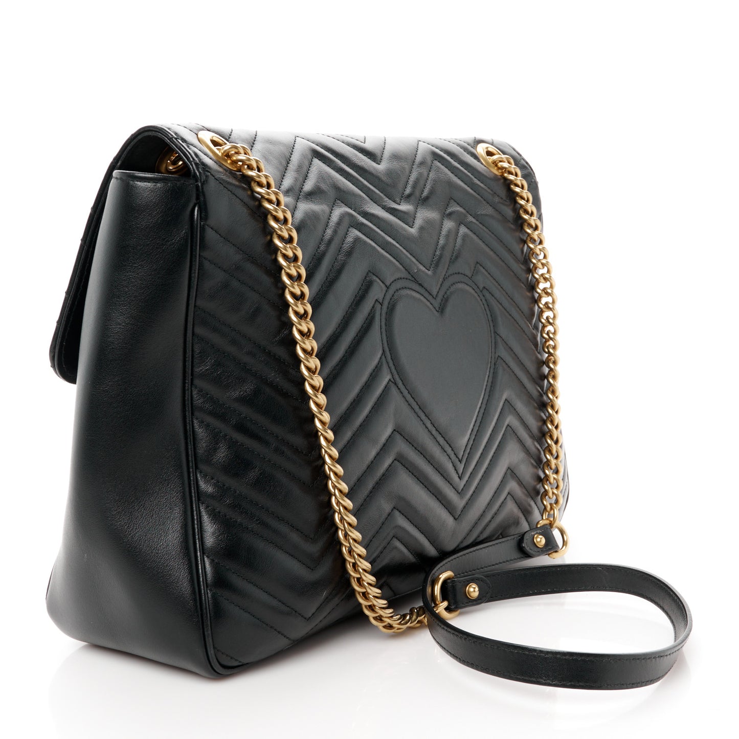 Calfskin Matelasse Large GG Marmont Shoulder Bag Black
