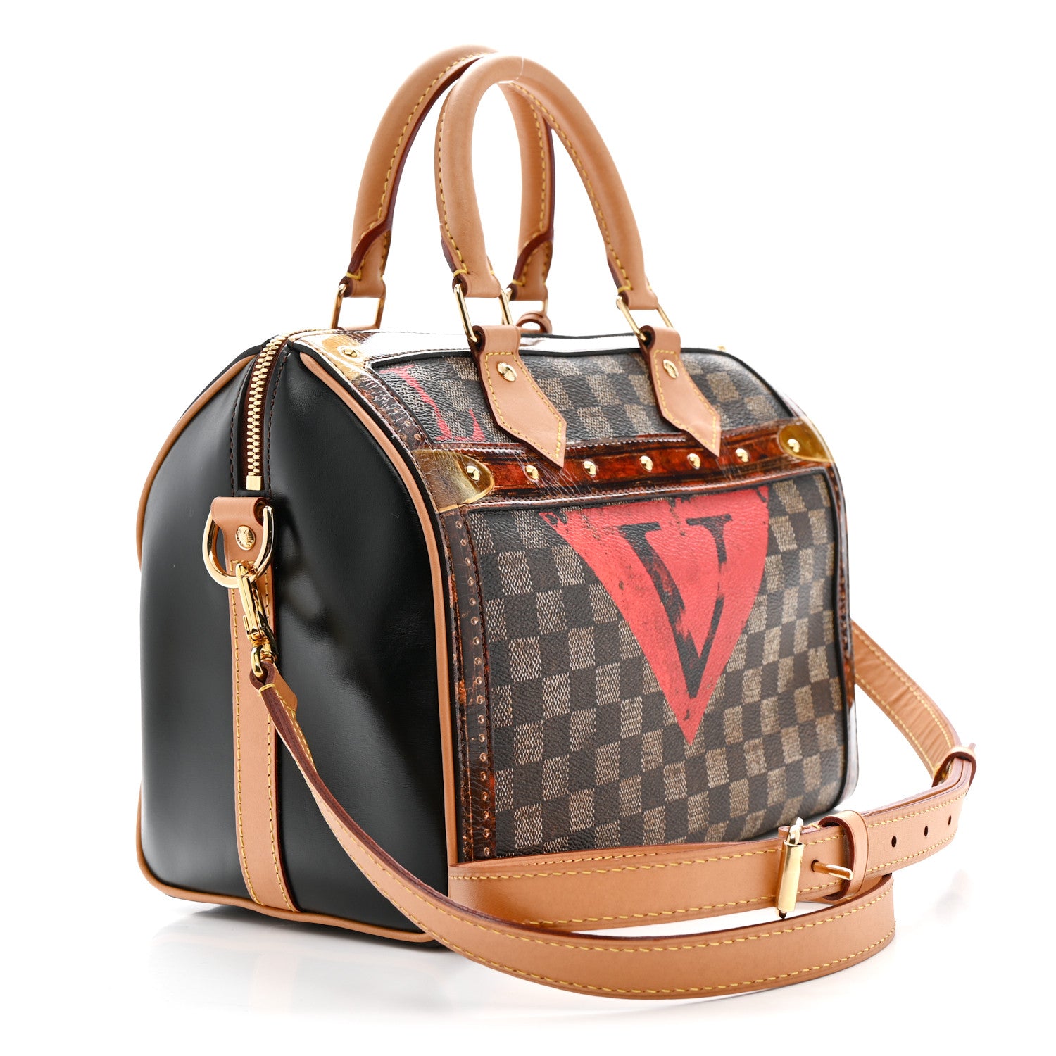 Louis Vuitton Transformed Damier Ebene Time Trunk Speedy Bandouliere 25 Black 3 of 11