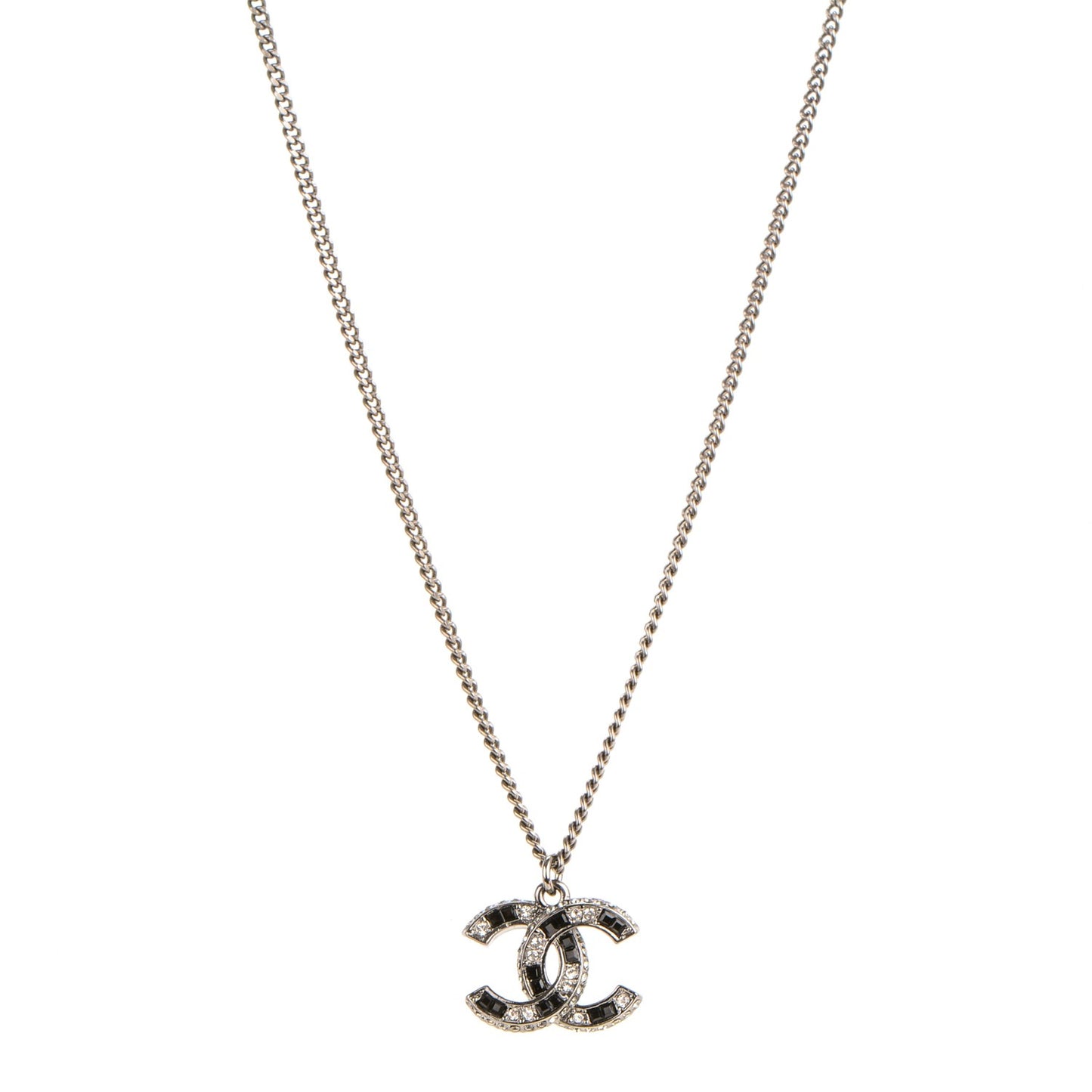 Ruthenium Baguette Crystal CC Necklace Black