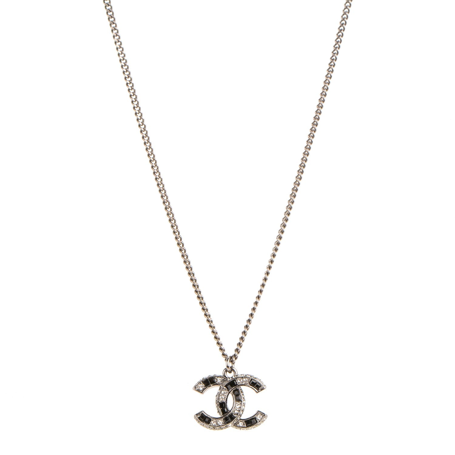 Chanel Ruthenium Baguette Crystal CC Necklace Black 1 of 4
