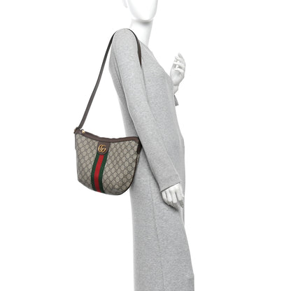 Gucci GG Supreme Monogram Web Small Ophidia Half Moon Hobo Brown 2 of 10