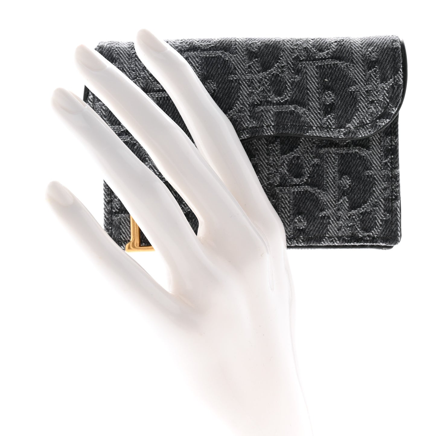 Oblique Saddle Bloom Card Holder Grey