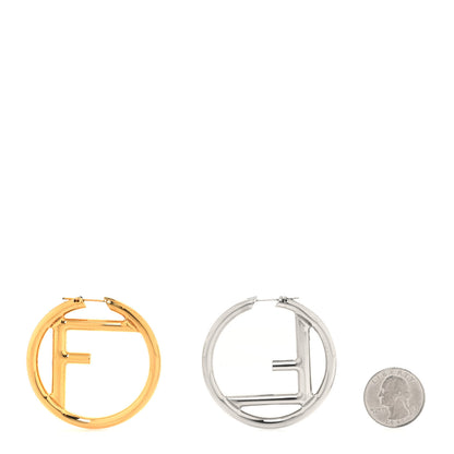 Fendi Metal FF Hoop Earrings Gold Silver 2 of 5