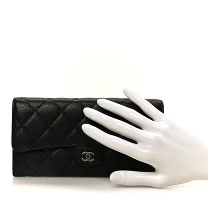 Chanel Caviar Quilted Large Gusset Flap Wallet Black 2 of 9