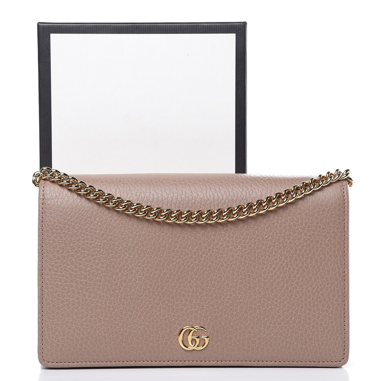 Calfskin Mini GG Marmont Chain Wallet Porcelain Rose