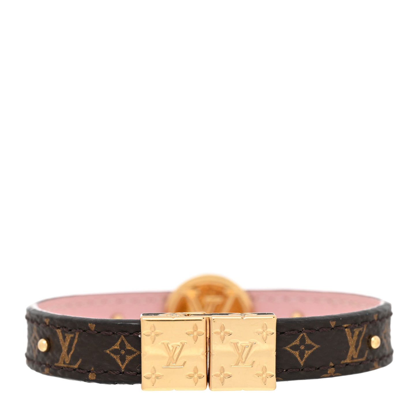 Monogram LV Circle Reversible Bracelet 17 Rose Ballerine