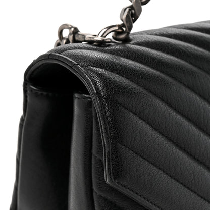 Saint Laurent Sheepskin Matelasse Chevron Monogram Large College Satchel Black 15 of 15