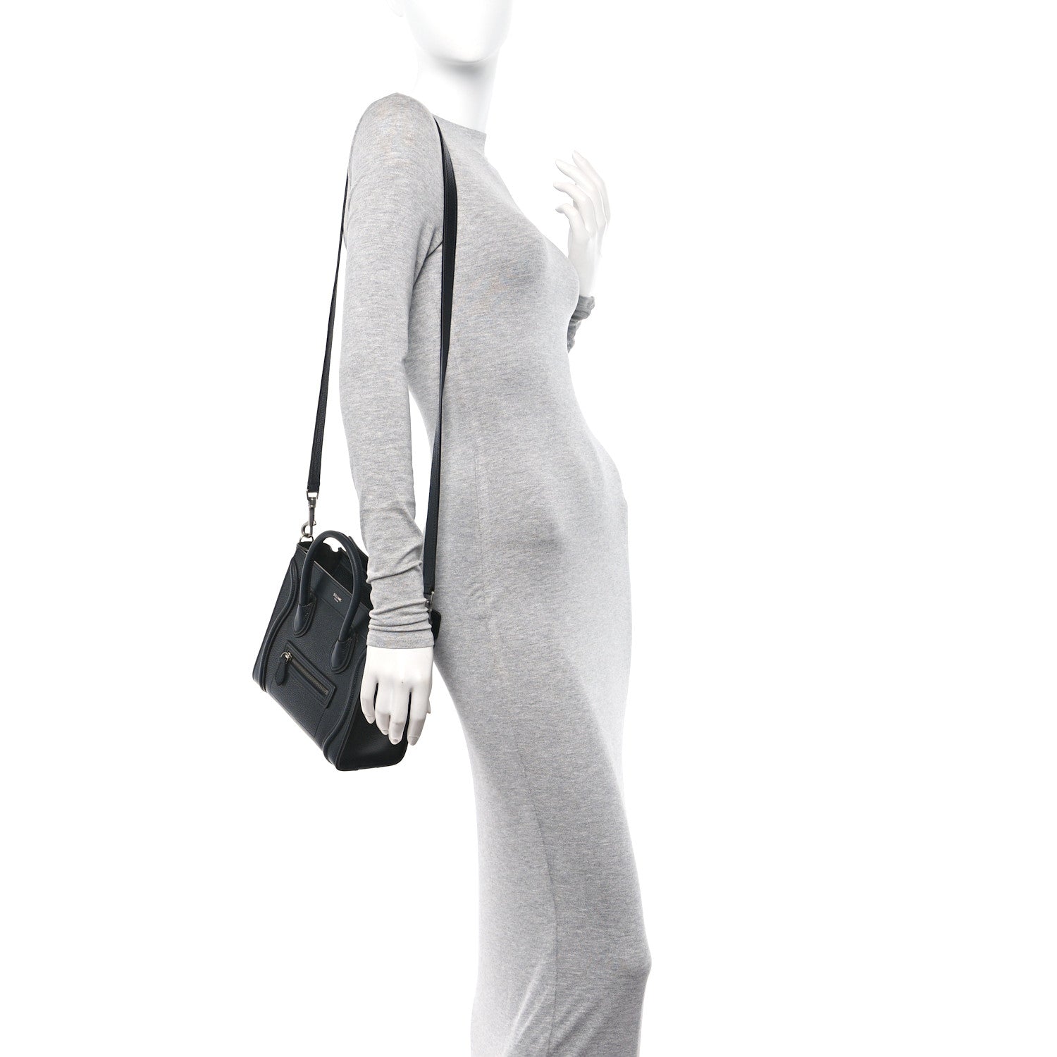 Celine Drummed Calfskin Nano Luggage Black 2 of 10