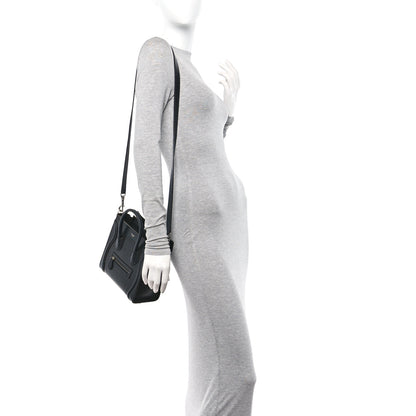 Celine Drummed Calfskin Nano Luggage Black 2 of 10
