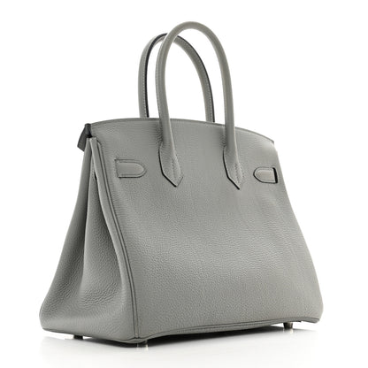Hermes Togo Horseshoe Birkin 30 Gris Mouette Bleu Electrique 3 of 12