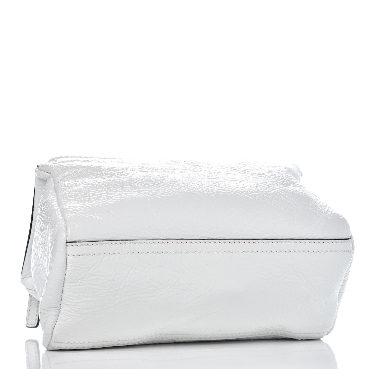 Crinkled Patent Deerskin Mini Pandora White