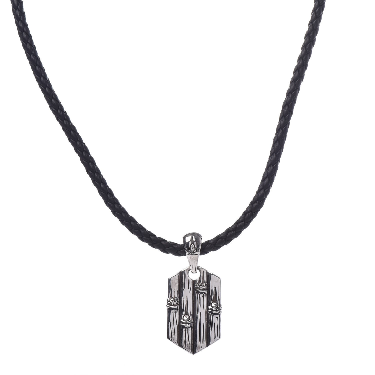John Hardy Sterling Silver Braided Bamboo Pendant Necklace Black 1 of 6