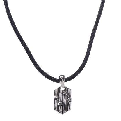 John Hardy Sterling Silver Braided Bamboo Pendant Necklace Black 1 of 6