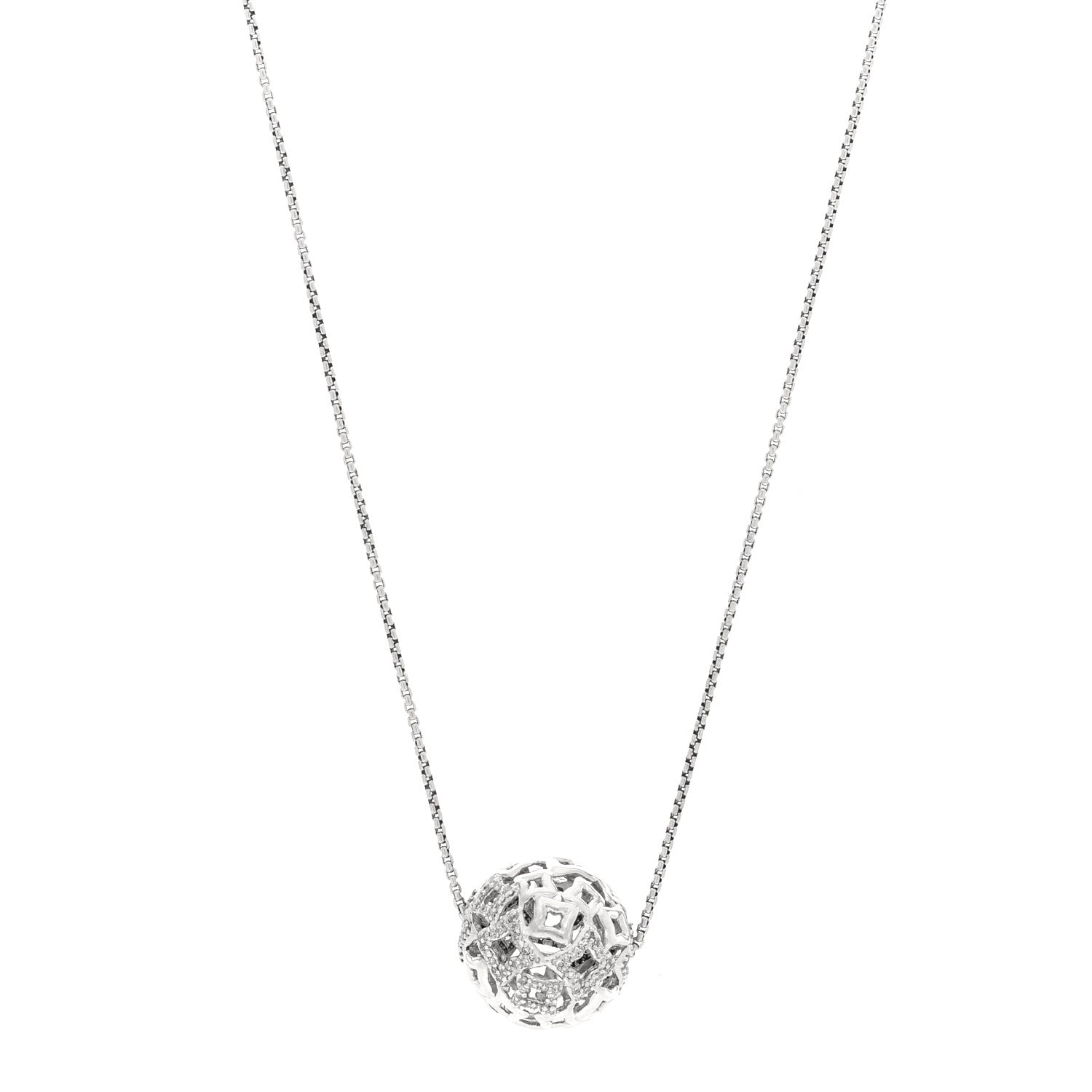 David Yurman Sterling Silver Diamond Quatrefoil Ball Pendant Necklace 1 of 4