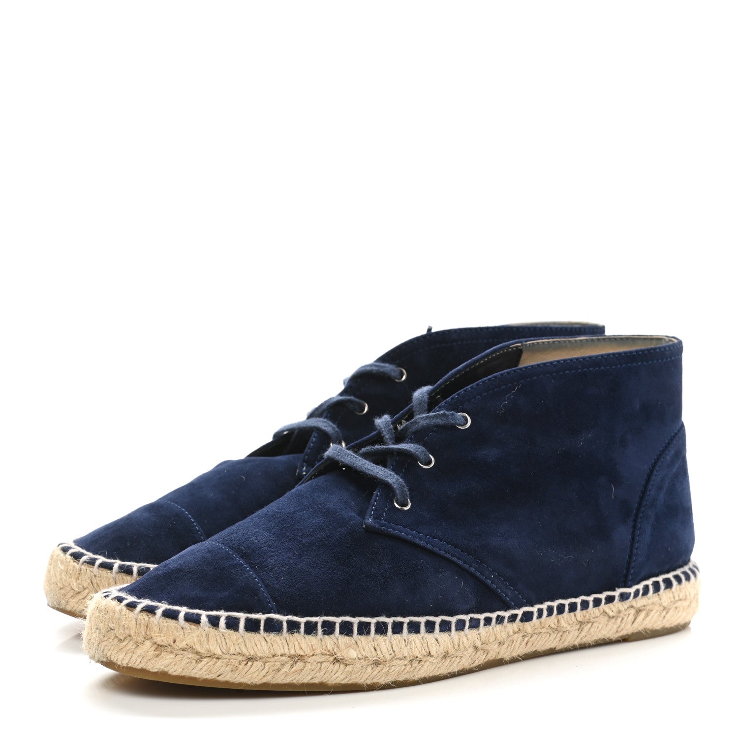 Chanel Suede Lace Up Espadrilles 42 Dark Navy Blue 3 of 13