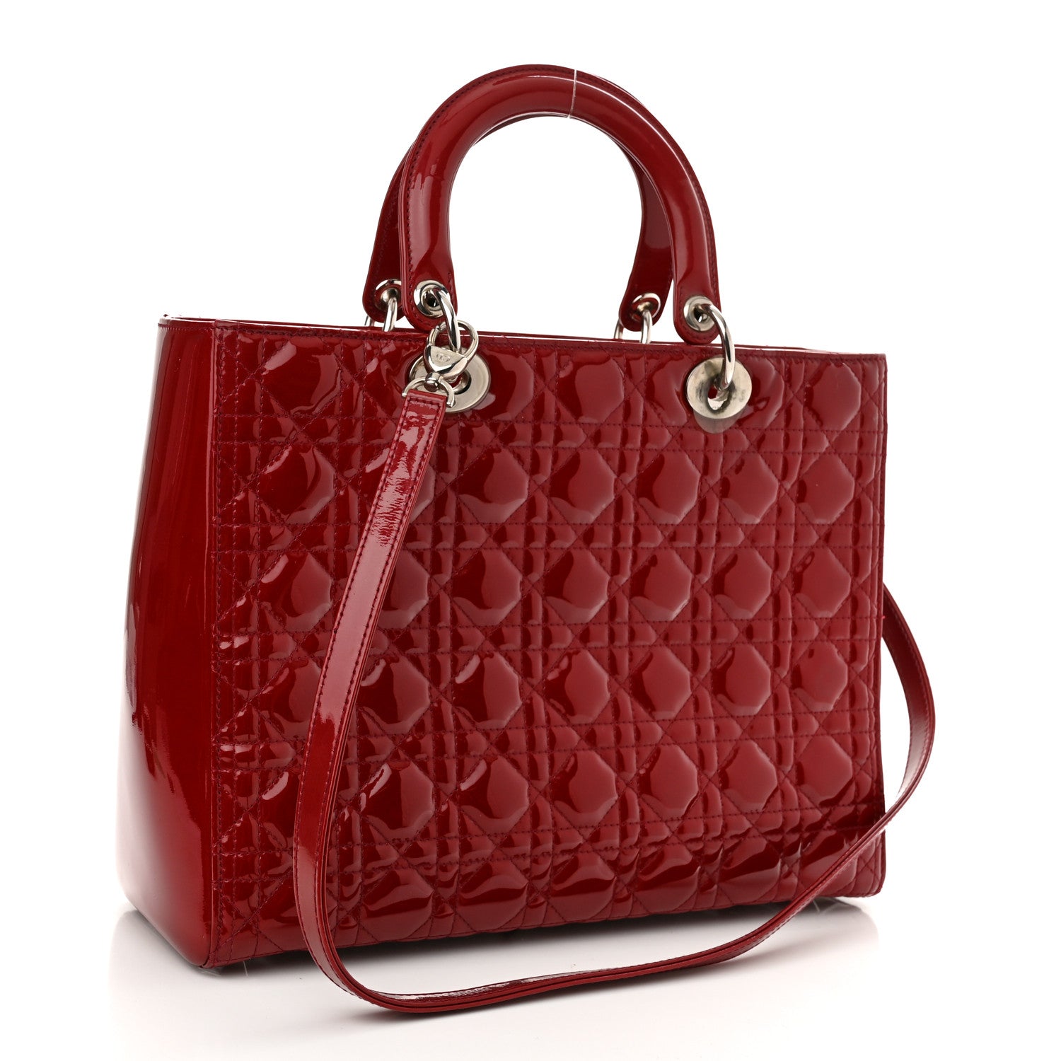 Christian Dior Patent Cannage Large Lady Dior Red 3 of 11