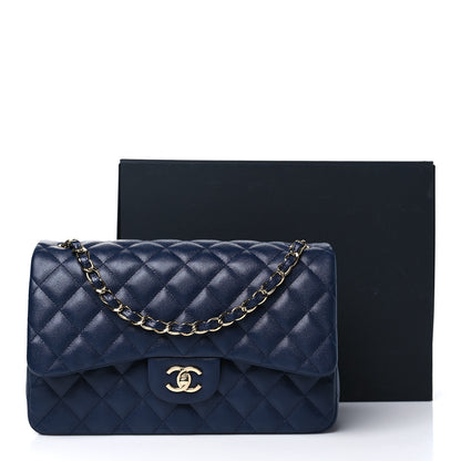 Chanel Caviar Quilted Jumbo Double Flap Navy Blue 10 of 10