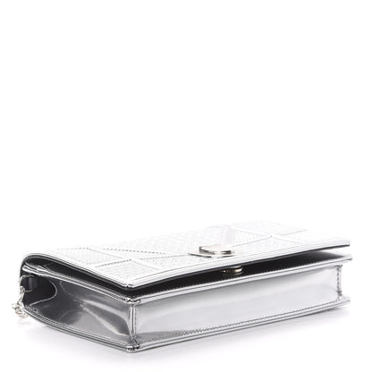 Christian Dior Metallic Patent Micro-Cannage Medium Diorama Flap Bag Silver 4 of 10