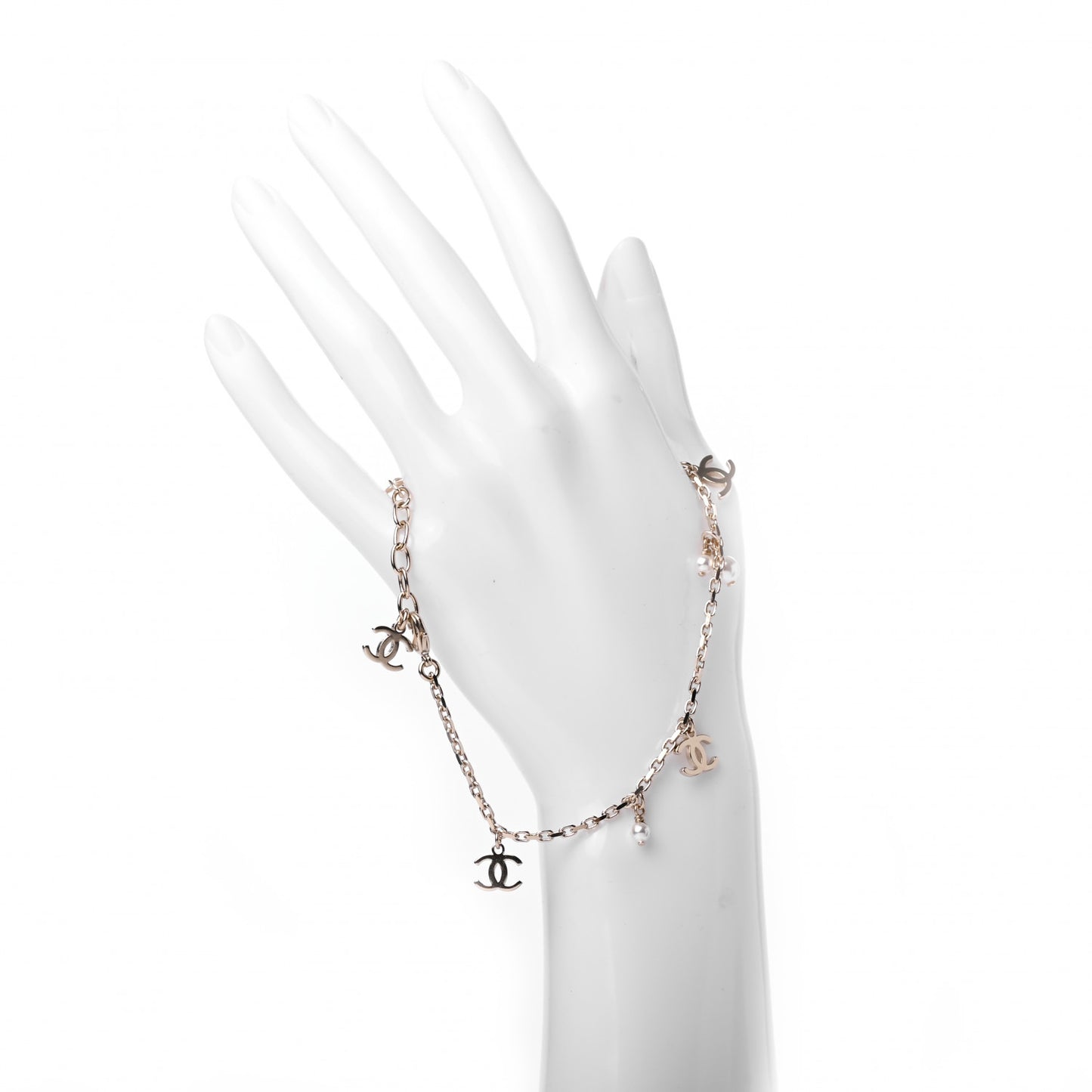 Pearl CC Chain Anklet Gold