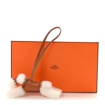 Hermes Milo Lambskin Epsom Shearling Budy Apic Charm Ecru Gold Poussiere 4 of 4