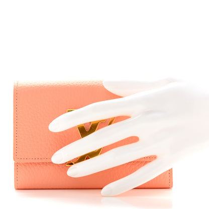Louis Vuitton Taurillon Capucines Compact Maxi Wallet Apricot Orange 2 of 7