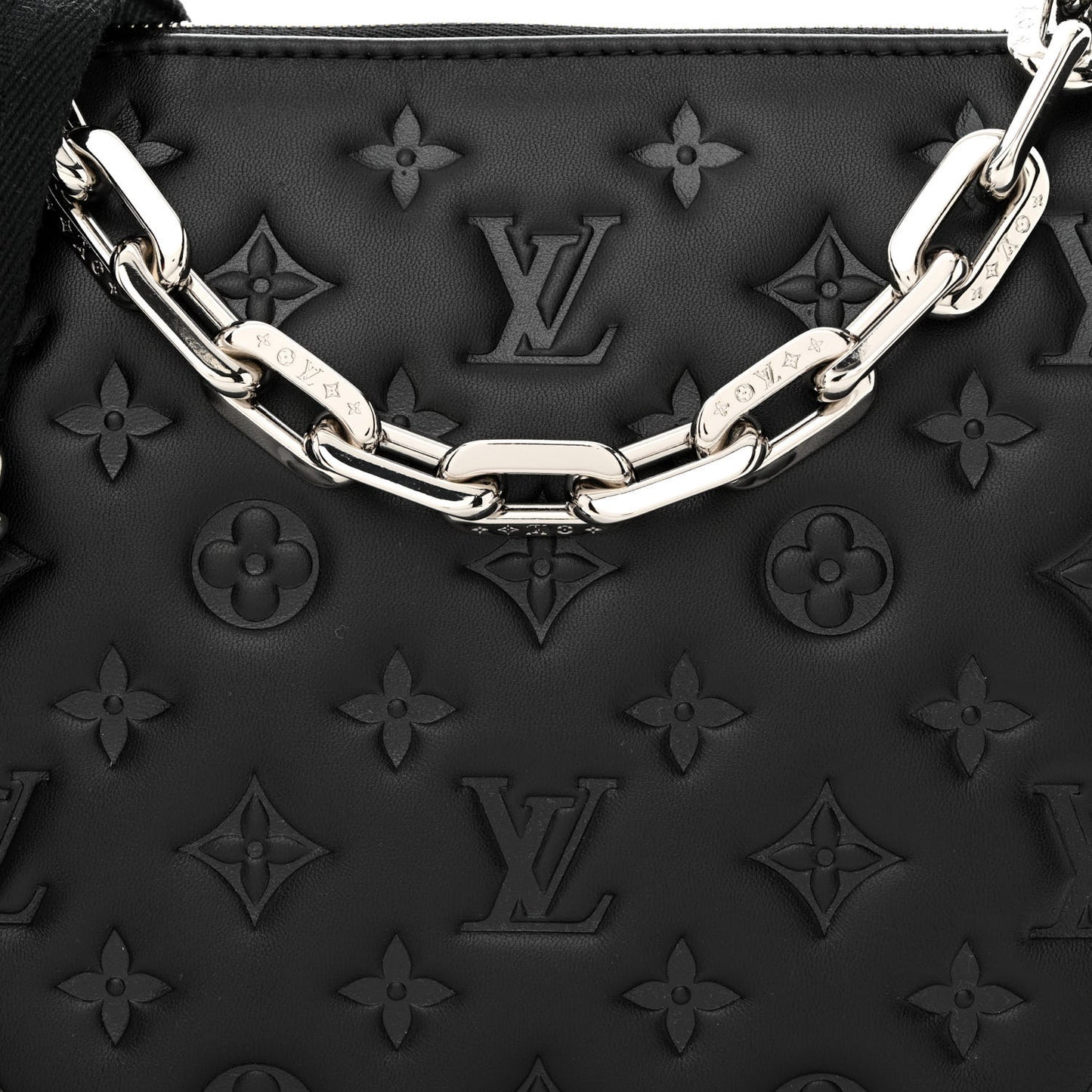 Lambskin Embossed Monogram Coussin PM Black