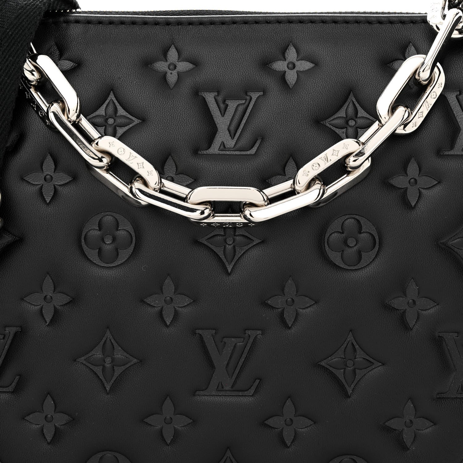 Louis Vuitton Lambskin Embossed Monogram Coussin PM Black 9 of 11